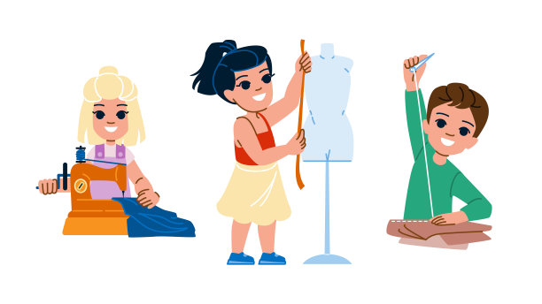 绣花缝纫童矢量图片下载