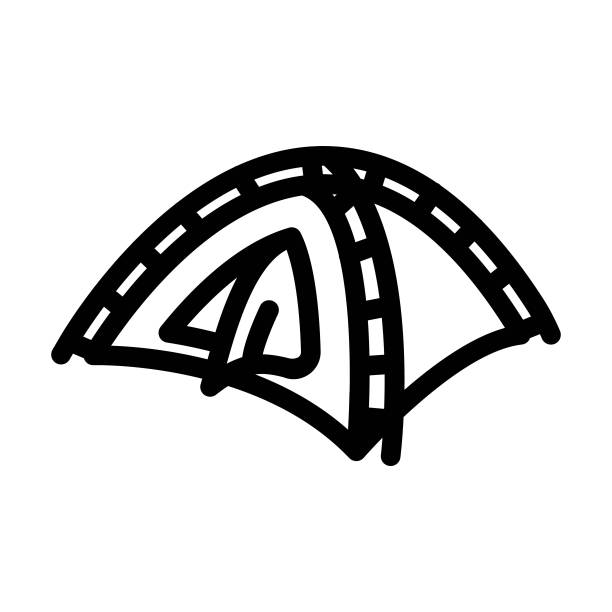 登山帐篷冒险线图标矢量插图图片下载