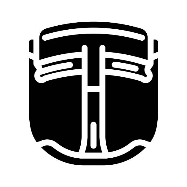 8k虚拟现实头戴式耳机未来技术字形图标矢量插图图片下载