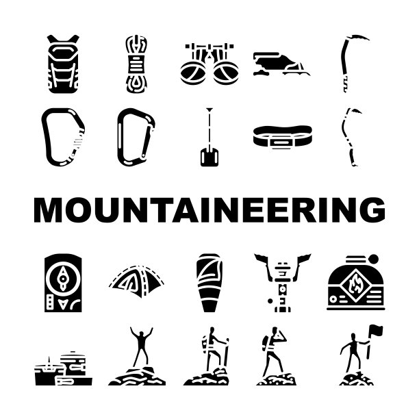 登山工具运动图标集矢量图片下载
