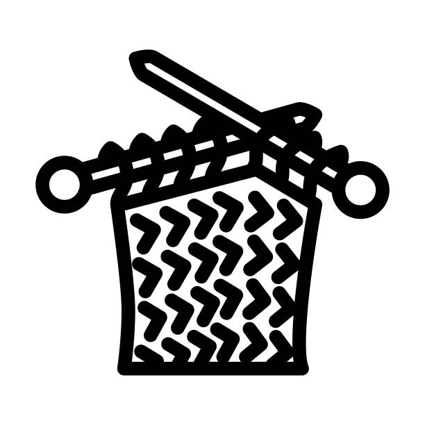 手工编织针织羊毛线图标矢量插图图片下载