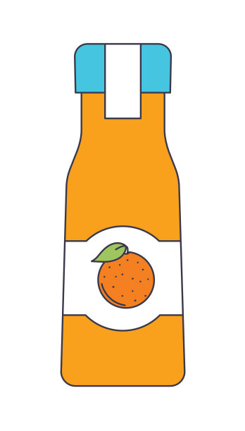 可爱的线条艺术果汁向量-橙色图片下载