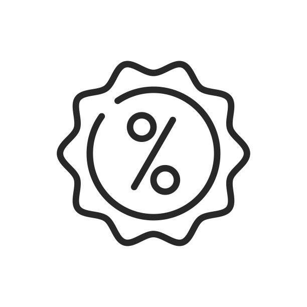 折扣标签图标。向量线性可编辑的标志经济购物，销售事件，和零售折扣。具有市场营销和商业概念的理想人选。图片下载