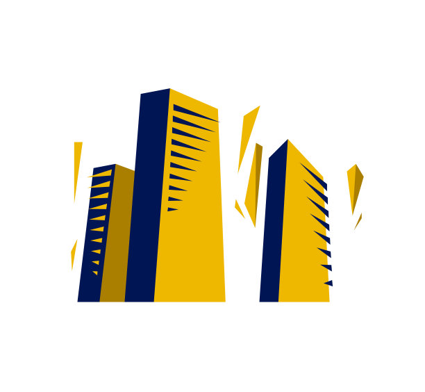 建筑施工设计元素矢量标志或图标，房地产房地产主题，办公楼。图片下载