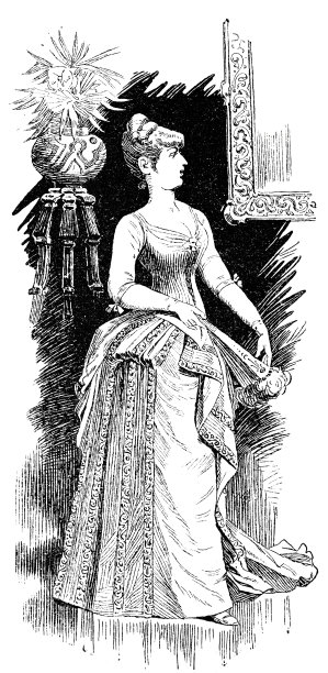 穿着新晚礼服的年轻女子，crêpe de chine图片下载