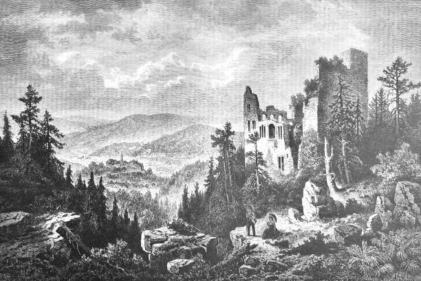 德国巴登-巴登附近的霍恩巴登古堡图片下载