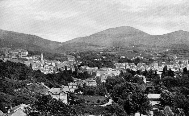 巴登-巴登温泉镇，位于Baden-Württemberg，德国- 19世纪图片下载