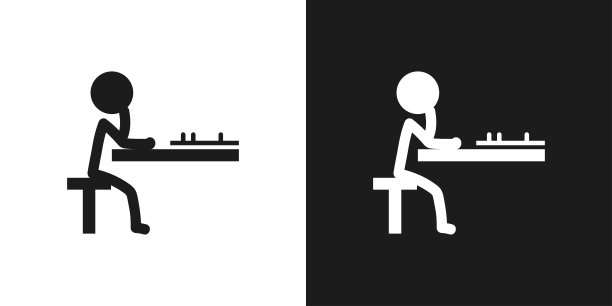 下棋图标象形图矢量设计。简笔人棋手矢量图标符号符号象形图图片下载