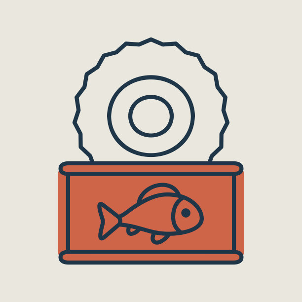 鱼罐头矢量图标。农场动物标志图片下载