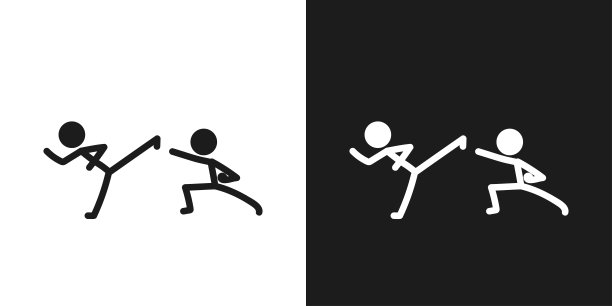 空手道图标象形图矢量设计。简笔人空手道矢量图标符号符号象形图图片下载