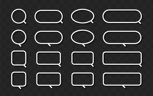 白色语音气泡元素集合，矢量文本框，空白空间语音气泡。图片下载