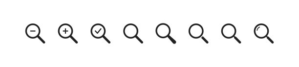 放大镜图标集。矢量EPS 10图片下载