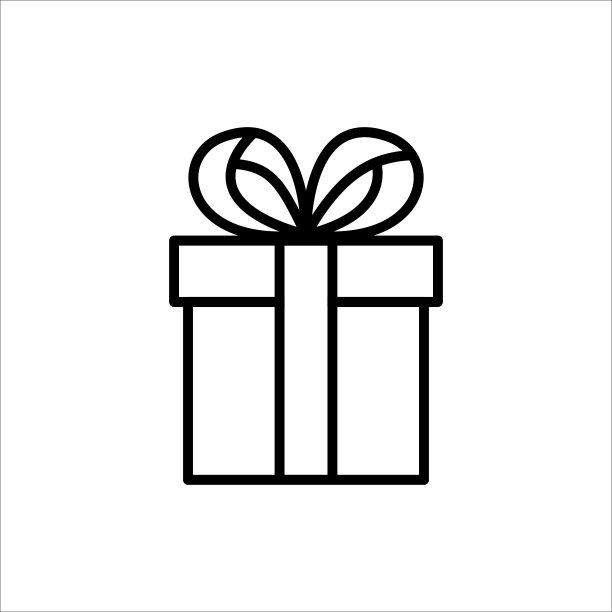 礼品盒细线图标，矢量。图片下载