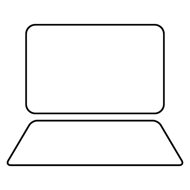 笔记本电脑平面网页图标，笔记本电脑技术符号，空白显示矢量插图图片下载