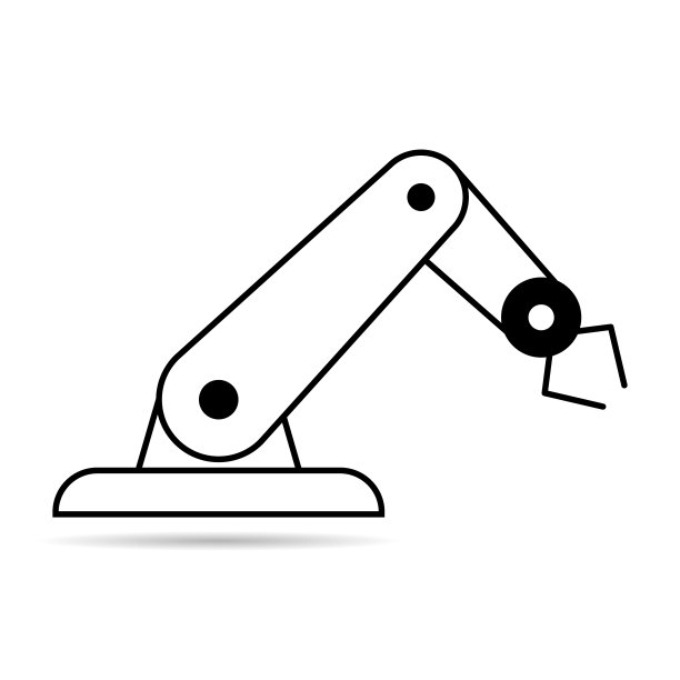 机械机器人手臂机器影子图标，技术液压机械手，矢量插图图片下载