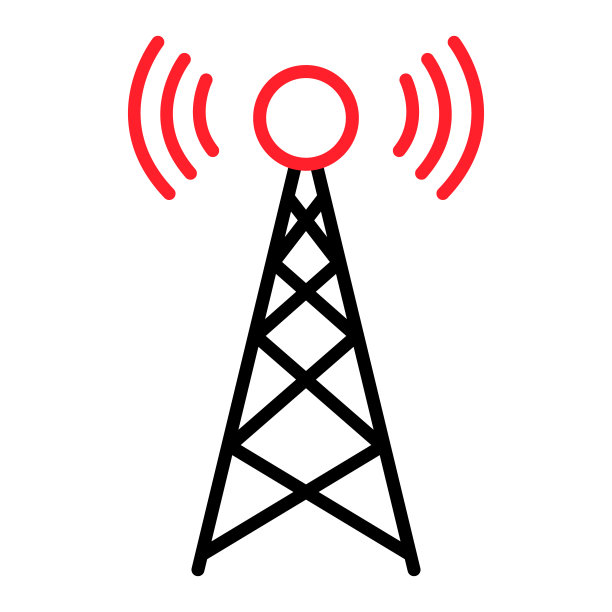 信号塔图标，无线技术网络标志，天线波无线电矢量插图图片下载