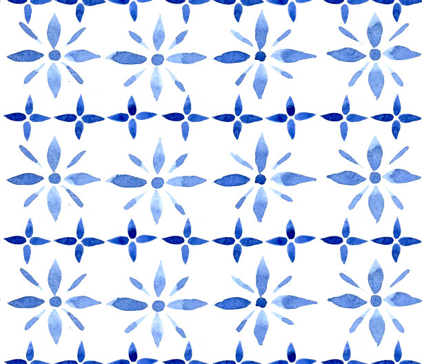 无缝图案，印有蓝色图案。古画、东方图案、陶瓷图片下载