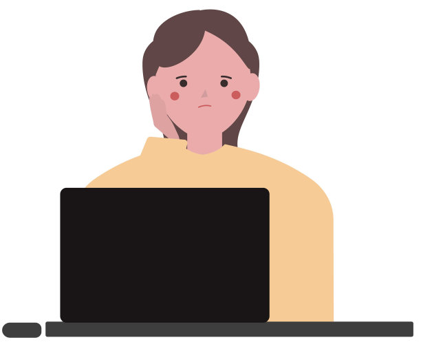 无聊的女人坐在她的办公桌前。工作变得无聊。矢量图图片下载