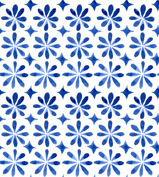 无缝图案，印有蓝色图案。古画、东方图案、陶瓷图片下载