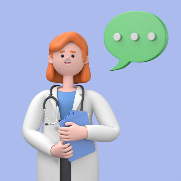 女博士新星手持蓝色剪贴板的3D插图。专业的白人男性专家。在蓝色背景上隔离的医疗剪贴画。医院的助理图片下载