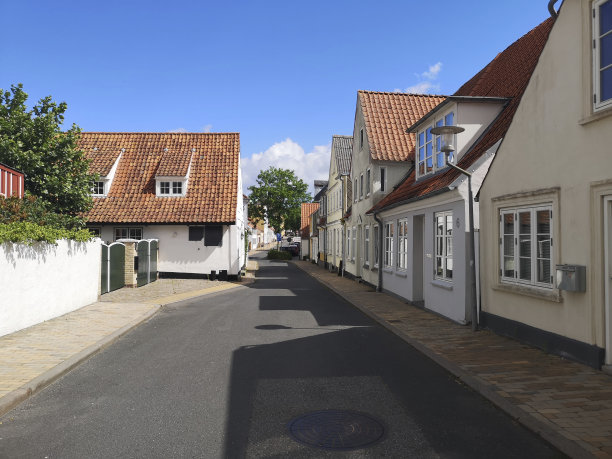 丹麦森德堡一条小街上的小房子图片下载