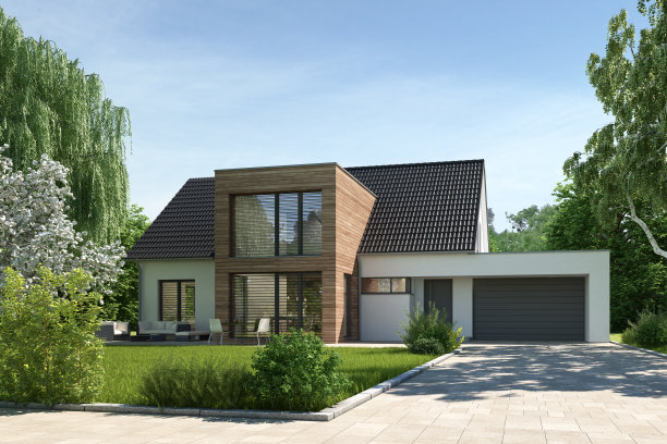 带有木制外墙的现代住宅图片下载