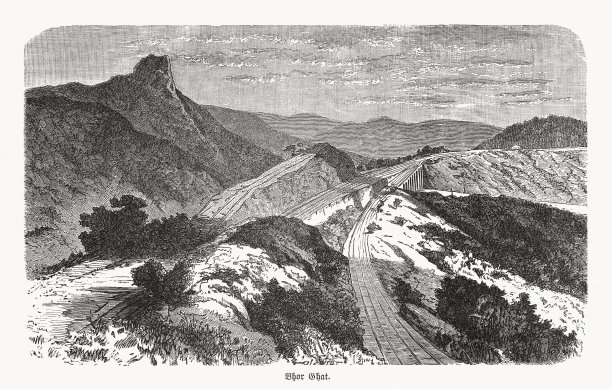 印度马哈拉施特拉邦博尔高特的历史观点，木刻，1893年出版图片下载