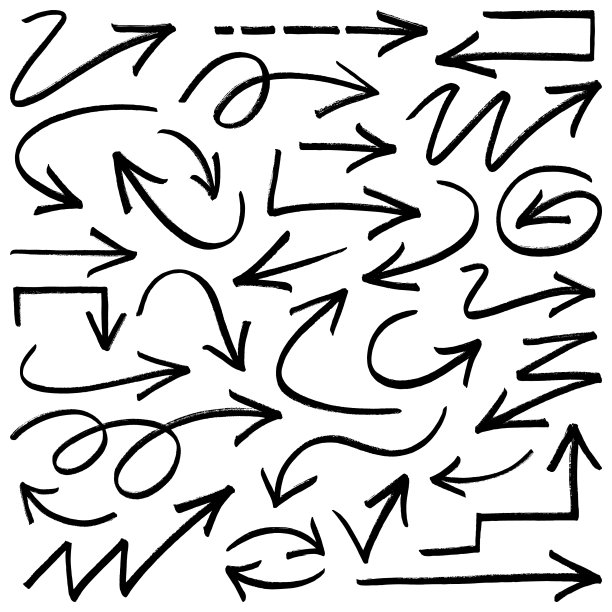 矢量箭头，垃圾摇滚笔触图片下载