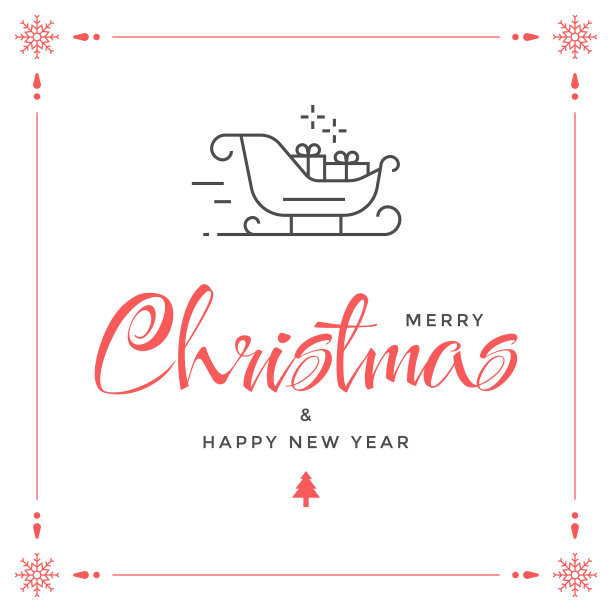 圣诞快乐和新年卡片矢量设计的白色背景。图片下载