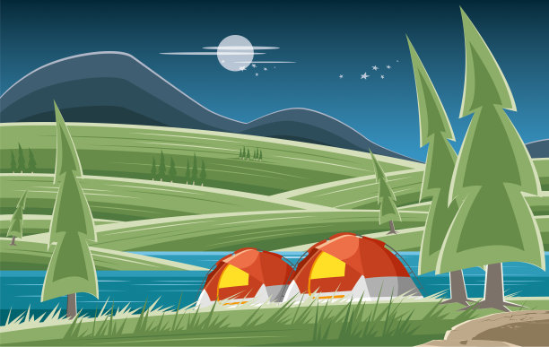 晚上露营者图片下载