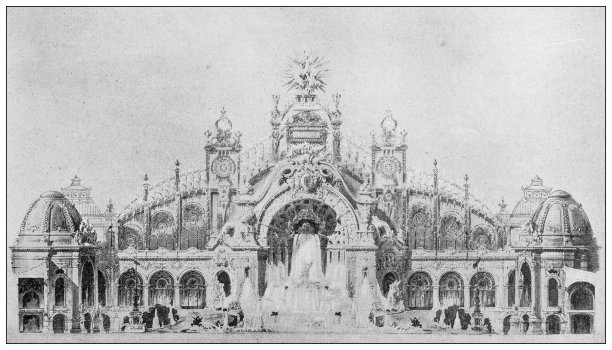 仿古图像:电宫，1900年展览图片下载