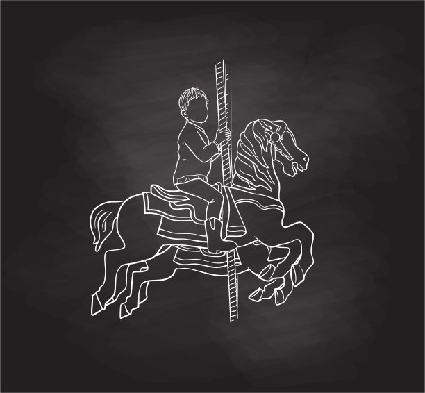 儿童在旋转木马上的黑板图片下载