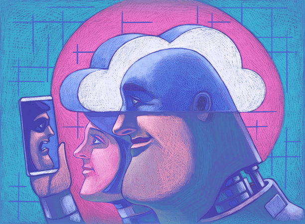 机器人在智能手机上与黑客视频聊天图片下载