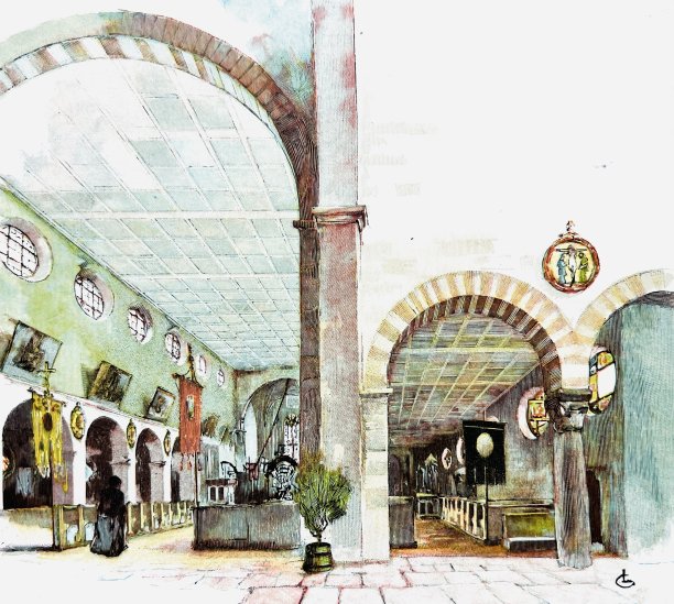 莱辛瑙岛康斯坦斯湖Münster里面的教堂图片下载