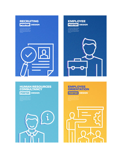 人力资源矢量旗帜设计理念。轮廓线图标矢量插图模板的网站，演示等。图片下载