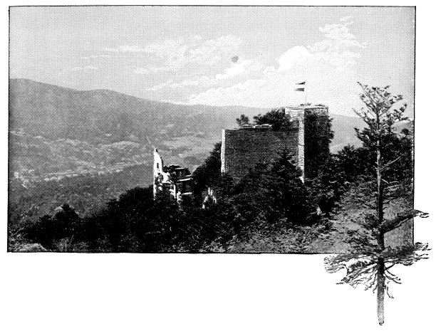 19世纪，德国巴登巴登的霍恩巴登城堡遗址图片下载