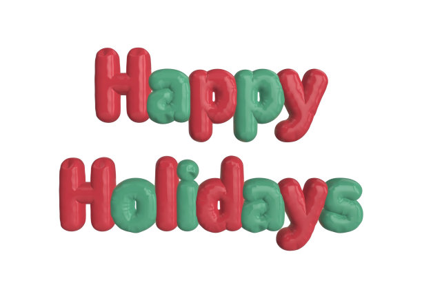 3D渲染的短语“节日快乐”的红色和绿色的字母在白色的背景图片下载