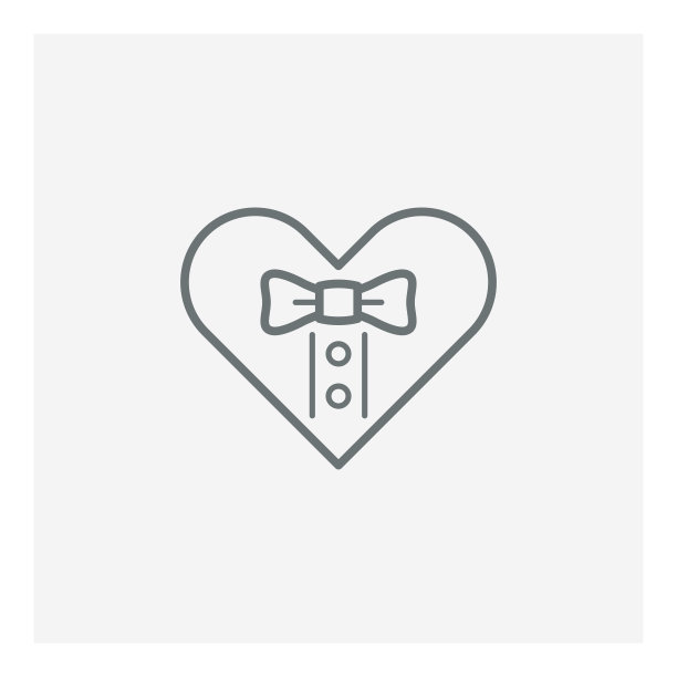 带有蝴蝶结的心形图标图片下载