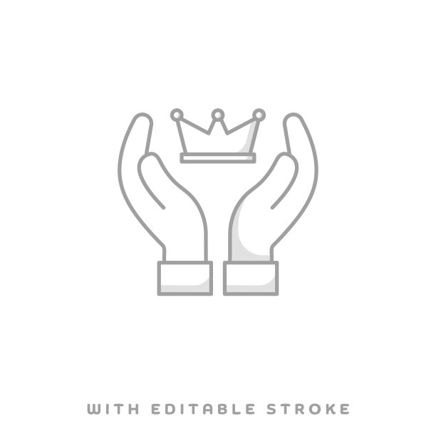 忠诚奖励概念线图标与阴影。矢量插图是轮廓风格，像素完美，适合网页和打印与编辑笔画。图片下载