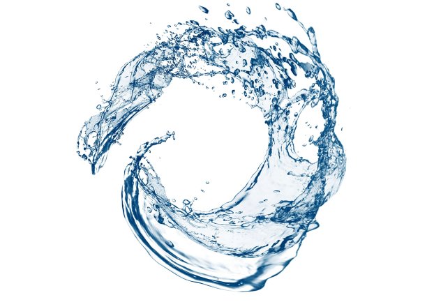 抽象的蓝色水在白色背景上飞溅的3d插图图片下载