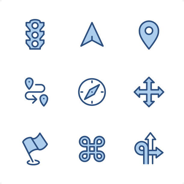 道路导航蓝色像素图标图片下载