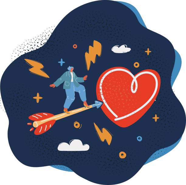 年轻女子打扮成丘比特站在前面图片下载