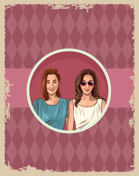 波普艺术美丽的女人微笑卡通复古图片下载