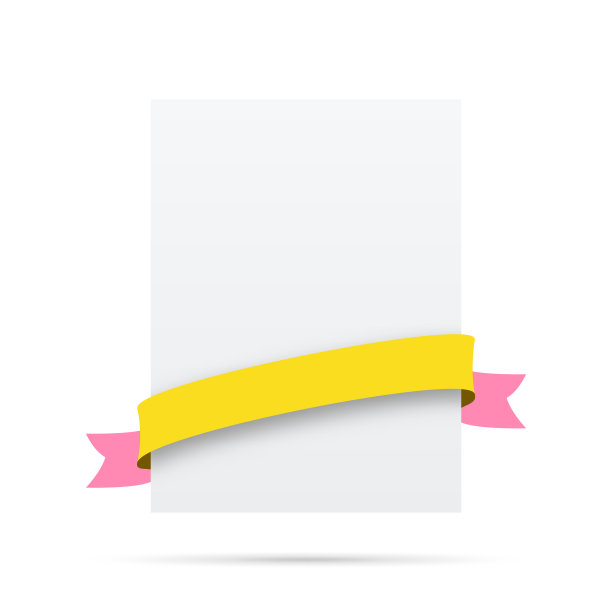 彩色缎带，在空白白色标签-设计元素图片下载