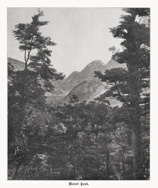 奥拉基/新西兰库克山，半色调印刷，1899年出版图片下载