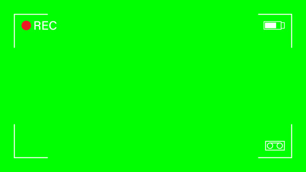 视频相机框架取景器覆盖绿色铬色背景。向量模板。图片下载