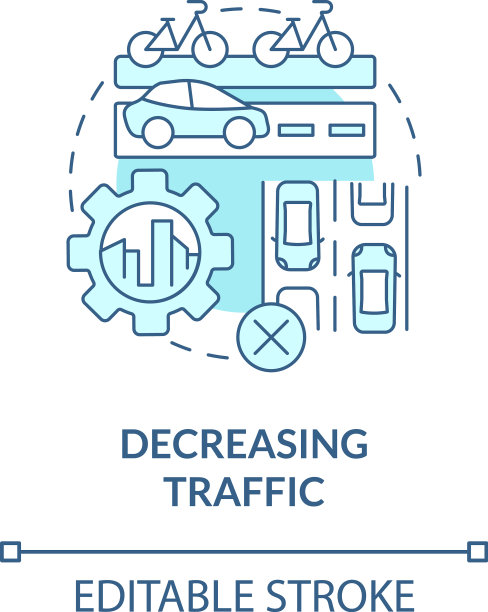 减少交通蓝色概念图标图片下载