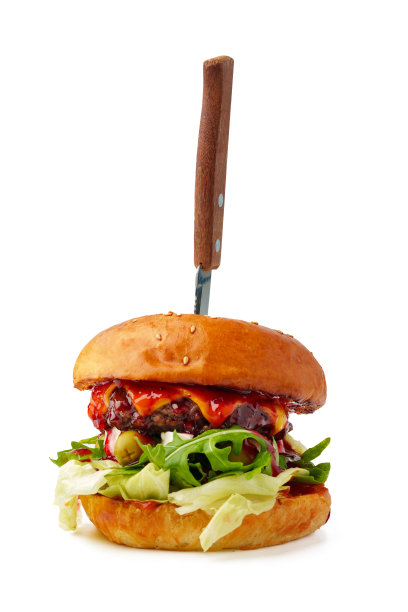 美味的新鲜汉堡孤立在白色的背景图片下载