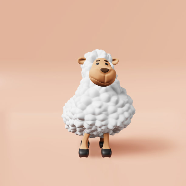 可爱的白色绵羊3d渲染打印床单睡衣婴儿淋浴派对邀请服。可爱小羊羔贺卡图片下载