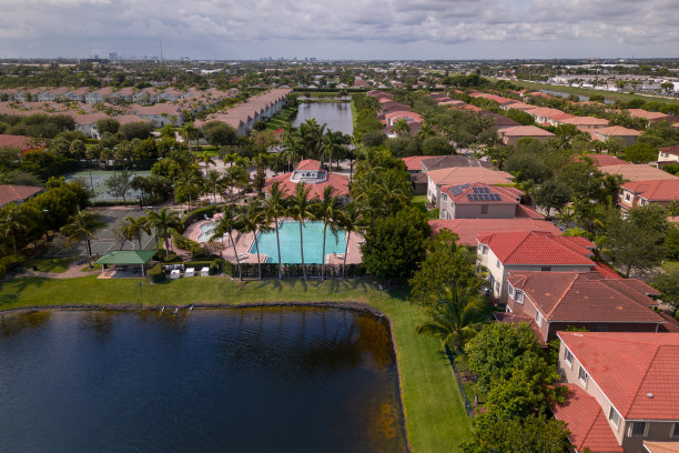 佛罗里达州的社区。迈阿密的豪宅。现代家庭图片下载